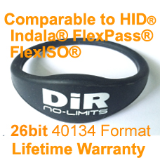 Proximity wristband-26bit 40134 compare to HID Indala Flexcard